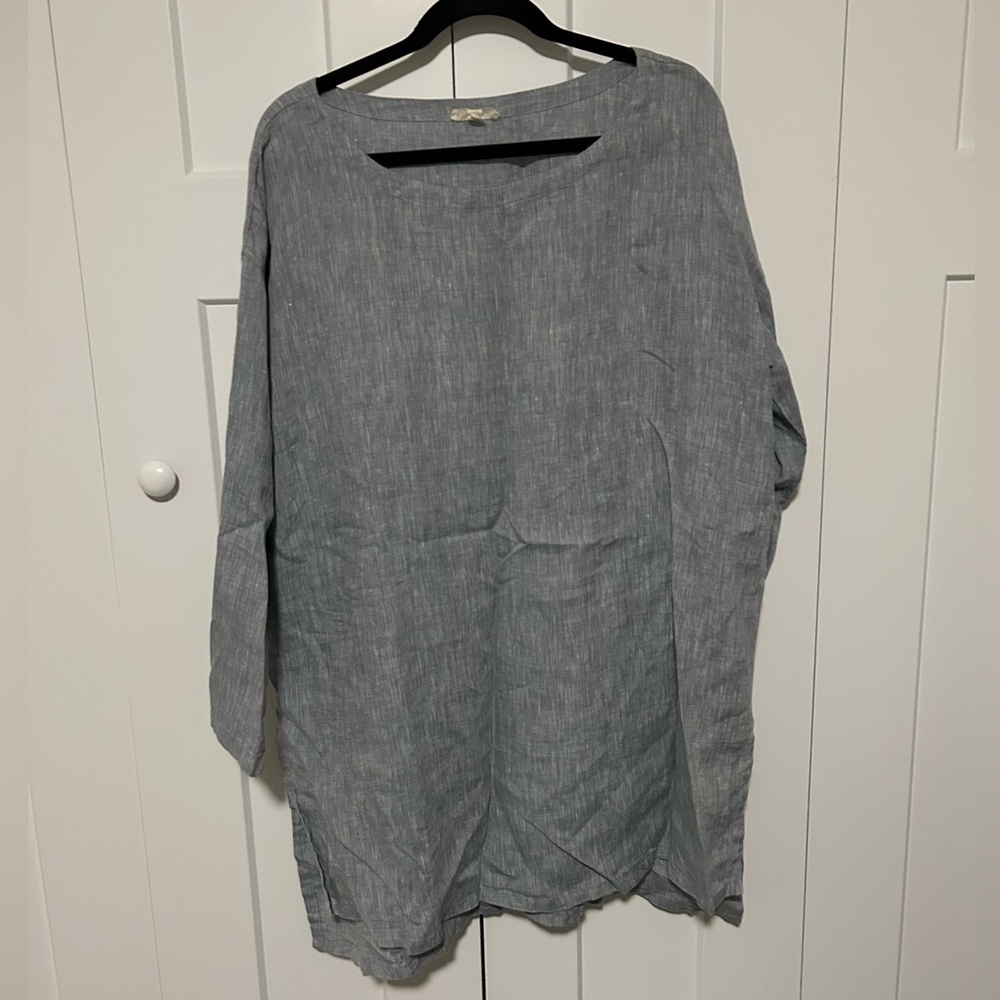 Eileen Fisher Light Gray Linen XL Top